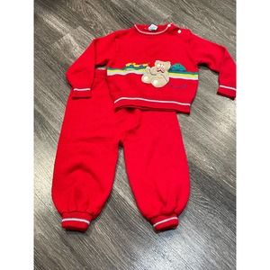 80s Babycrest 100% Acrylic Bear sweater set 24m